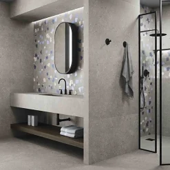 Les Carreaux De Jean  Carrelage Effet Terrazzo RICETTA 90x90 Rectifié Cenere - Les Carreaux de Jean