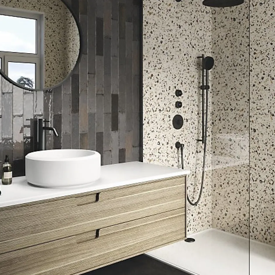 Gioia Materia Carrelage effet Terrazzo COCCIO 60x60 rectifié Mix - Les Carreaux de Jean