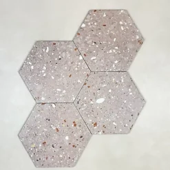 Les Carreaux De Jean  Carrelage Effet Terrazzo Hexagonal AROUSA 25,8x29 Rosa - Les Carreaux de Jean