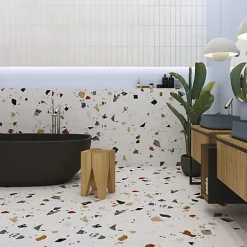 Carrelage Effet Terrazzo STRACCIATELLA 80x80 rectifié Blanc - Les Carreaux de Jean-Tinker Sale