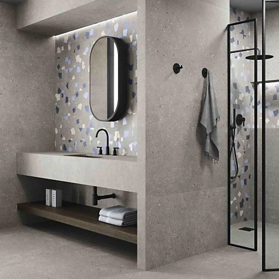 Carrelage Effet Terrazzo AMA 60x60 Rectifié Cenere - Les Carreaux de Jean-Les Carreaux De Jean Online