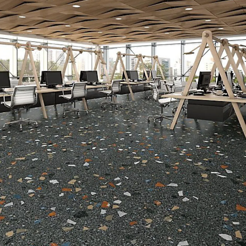 Tinker Carrelage Effet Terrazzo STRACCIATELLA 80x80 rectifié Noir - Les Carreaux de Jean