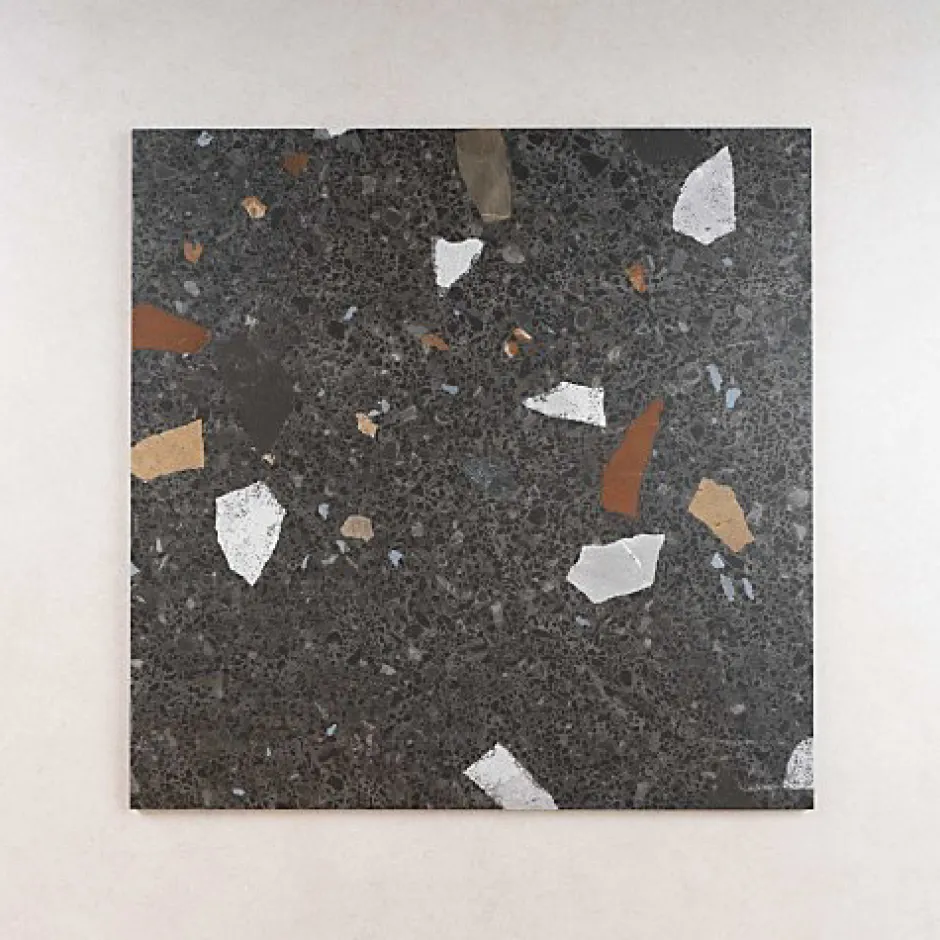 Tinker Carrelage Effet Terrazzo STRACCIATELLA 80x80 rectifié Noir - Les Carreaux de Jean