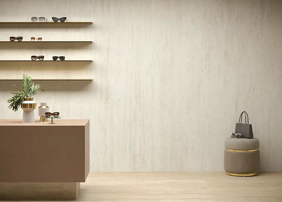 Ro'Ma Carrelage Carrelage effet Travertin Beige Vein Cut 240x120x0,9 cm Mat Neravio - Mur intérieur (vendu par carton de 2,88 m²) - RO'MA CARRELAG