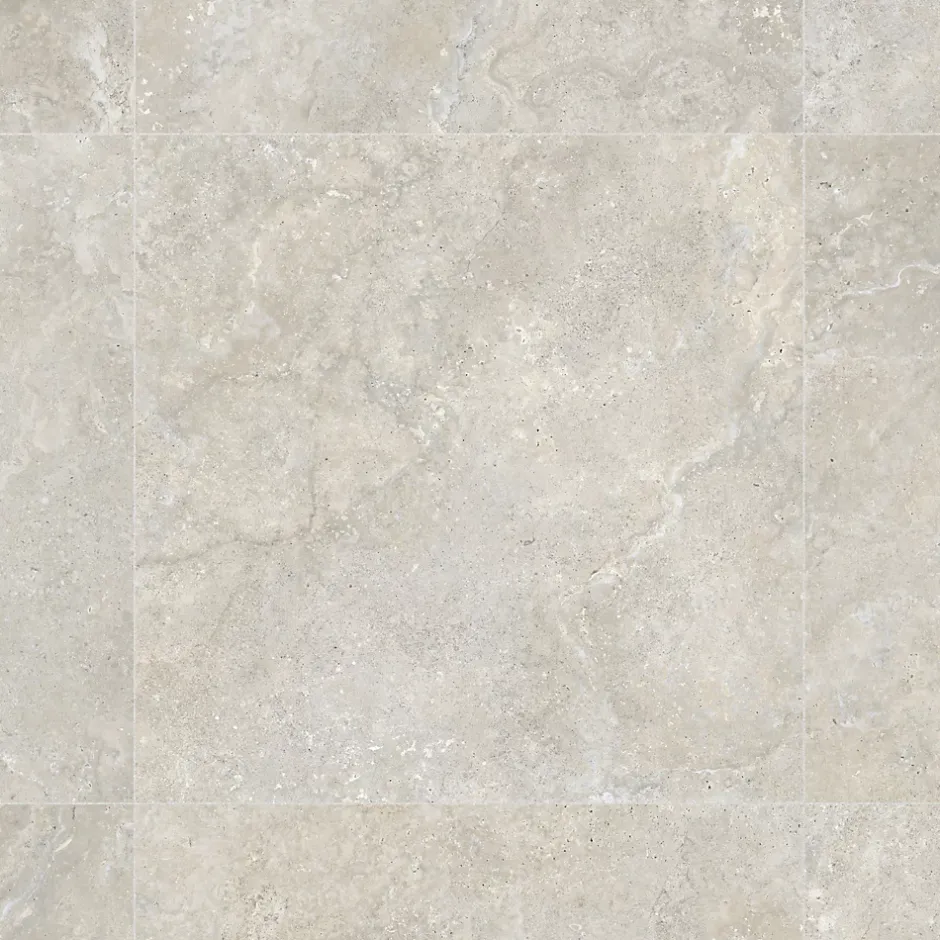 Ro'Ma Carrelage Carrelage effet Travertin Gris Beige 90x90x0,9 cm In&Out Castorel - Sol et mur intérieur et Sol extérieur -