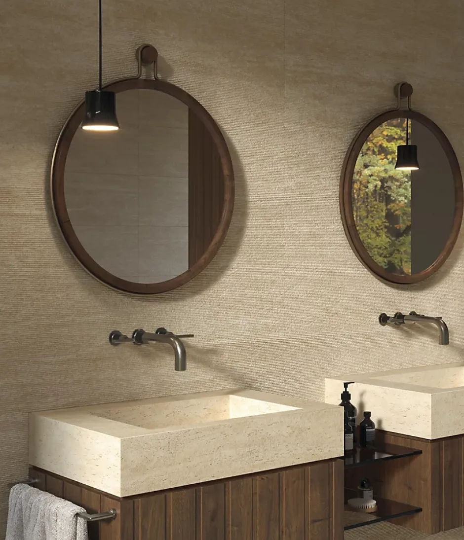 Carrelage effet Travertin 3D Beige Stripe 120x50x0,85 cm Mat Venerio - Mur intérieur (vendu par carton de 1,8 m²) - RO'MA CARRELAG-Ro'Ma Carrelage Clearance