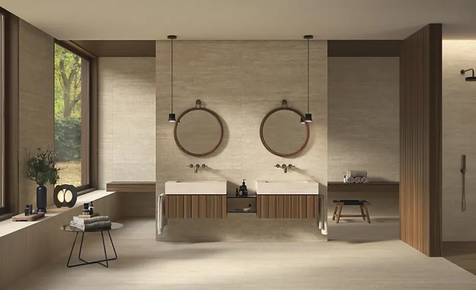 Carrelage effet Travertin 3D Beige Stripe 120x50x0,85 cm Mat Venerio - Mur intérieur (vendu par carton de 1,8 m²) - RO'MA CARRELAG-Ro'Ma Carrelage Clearance