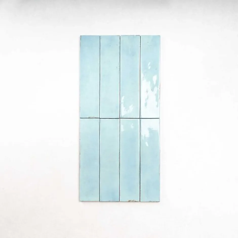 Les Carreaux De Jean Carrelage Effet Zellige Bleu Ciel FUSION Acquamarina 6x25cm - Les Carreaux de Jean