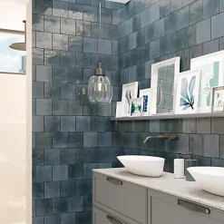 Les Carreaux De Jean Carrelage Effet Zellige Bleu Nuit AGADIR - Lago 14,7x14,7 - Les Carreaux de Jean