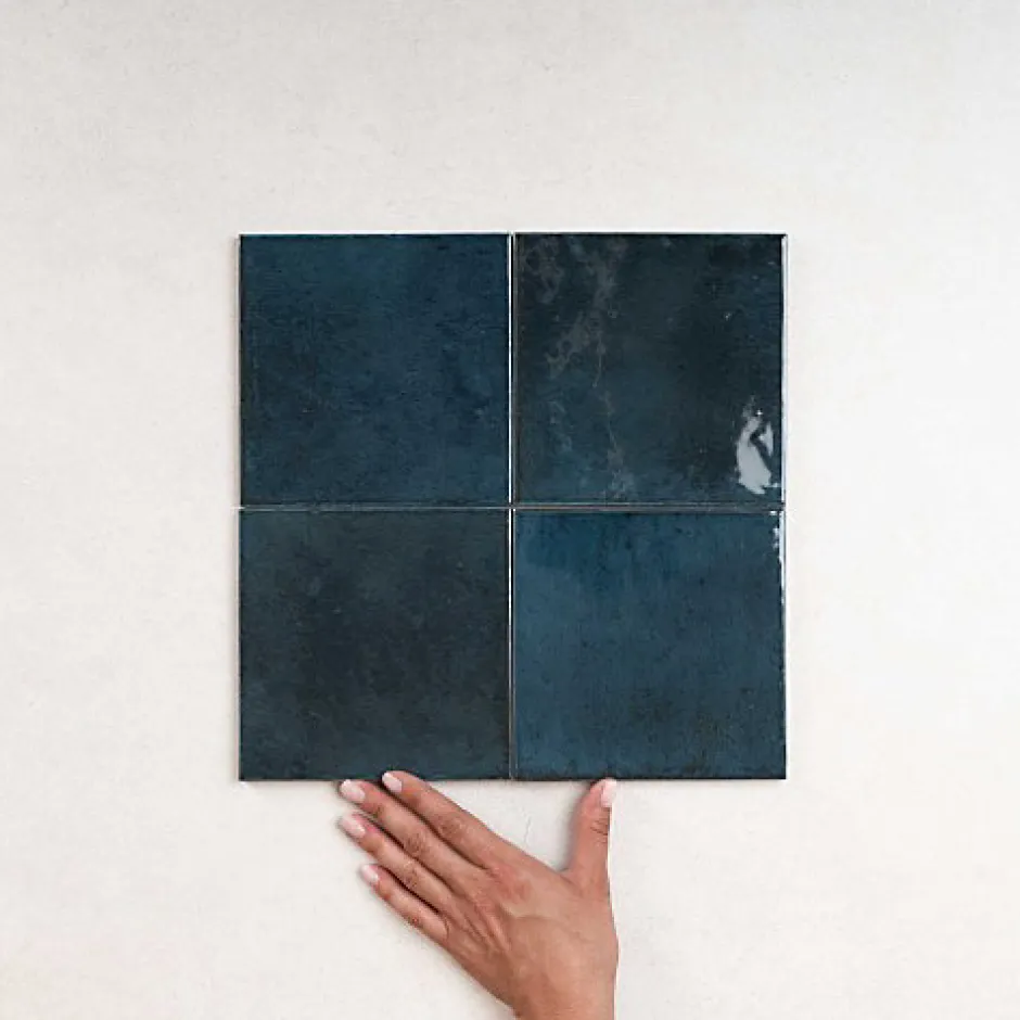 Les Carreaux De Jean Carrelage Effet Zellige Bleu Nuit AGADIR - Lago 14,7x14,7 - Les Carreaux de Jean