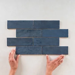 Gioia Materia Carrelage Effet Zellige Bleu Nuit LA RIVIERA 6,5x20 Blue Reef - Les Carreaux de Jean