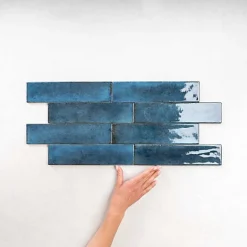 Les Carreaux De Jean  Carrelage Effet Zellige Bleu FUSION Blue 6x25cm - Les Carreaux de Jean