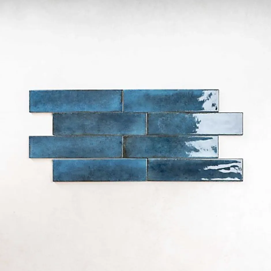 Les Carreaux De Jean Carrelage Effet Zellige Bleu FUSION Blue 6x25cm - Les Carreaux de Jean