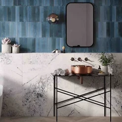 Carrelage Effet Zellige Bleu Nuit AGADIR - Lago 7x28 - Les Carreaux de Jean-Les Carreaux De Jean Discount