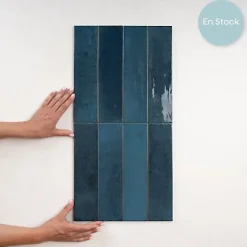 Carrelage Effet Zellige Bleu Nuit AGADIR - Lago 7x28 - Les Carreaux de Jean-Les Carreaux De Jean  Discount