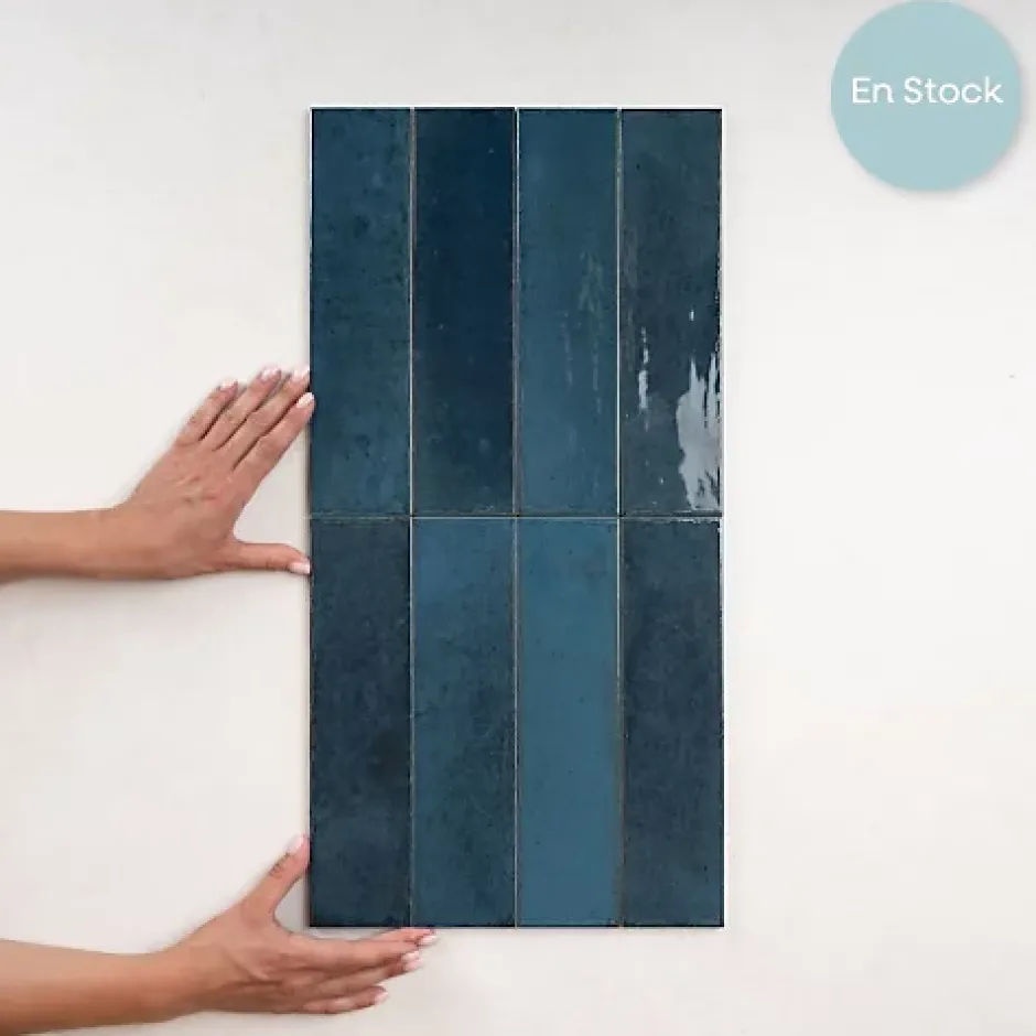 Carrelage Effet Zellige Bleu Nuit AGADIR - Lago 7x28 - Les Carreaux de Jean-Les Carreaux De Jean Discount