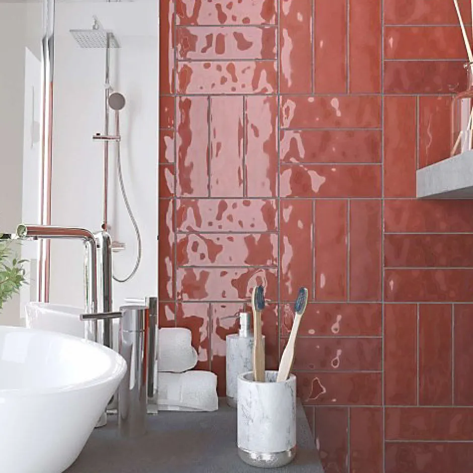 Les Carreaux De Jean Carrelage Effet Zellige Bordeau NOLITA Burdeos 6,5x20 - Les Carreaux de Jean