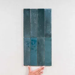 Carrelage Effet Zellige Bleu Nuit TANGER 6x24 Blue - Les Carreaux de Jean-Les Carreaux De Jean 