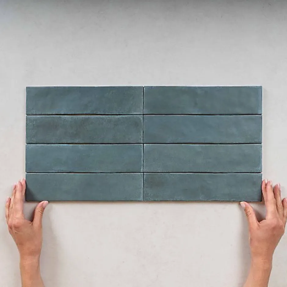 Carrelage Effet Zellige Bleu ARGILE 6x24,6 Glacier - Les Carreaux de Jean-Gioia Materia Clearance