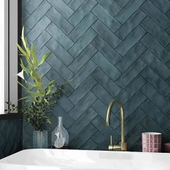 Les Carreaux De Jean  Carrelage Effet Zellige Bleu Canard MITTE Ocean 6,5x20 - Les Carreaux de Jean