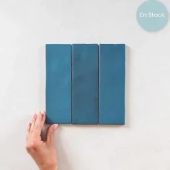 Les Carreaux De Jean  Carrelage Effet Zellige Bleu Canard MITTE Ocean 6,5x20 - Les Carreaux de Jean