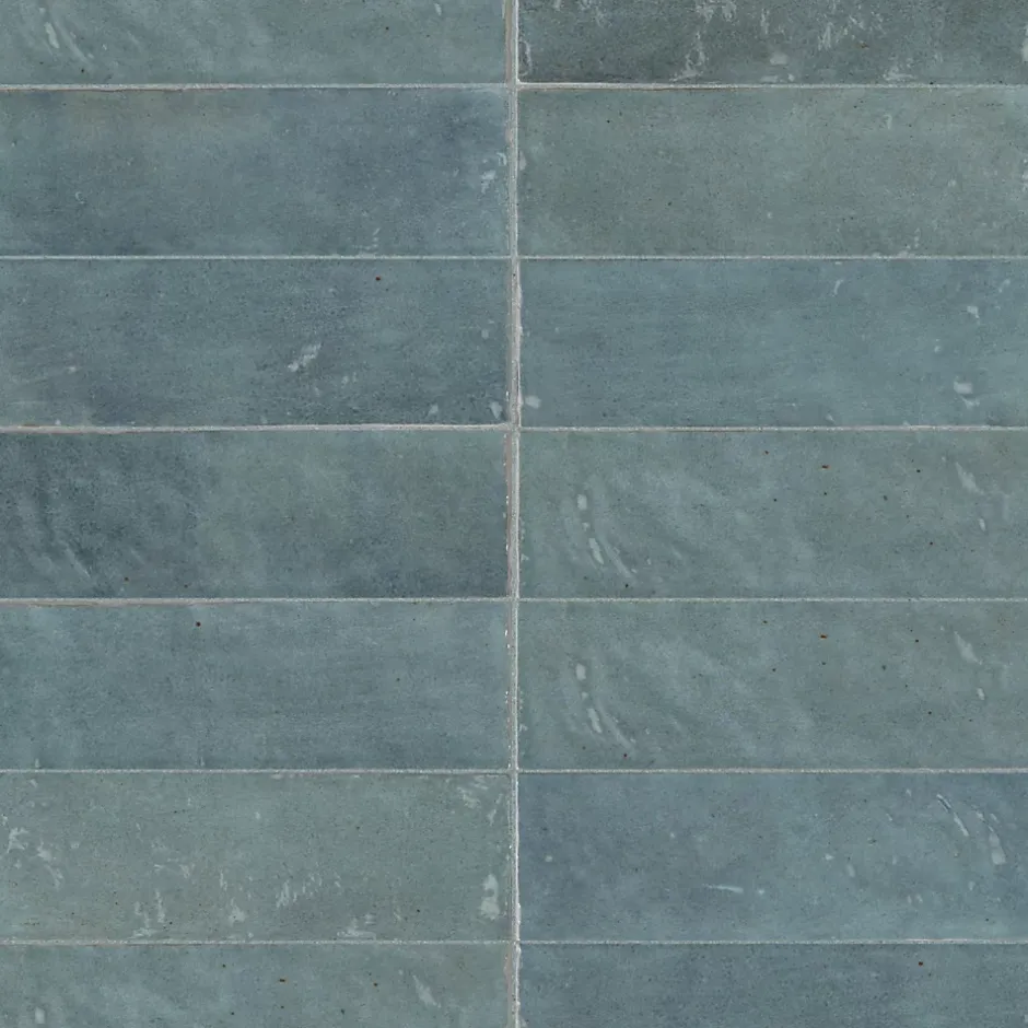 Ro'Ma Carrelage Carrelage effet Zellige Bleu Mer 20x6,5x0,85 cm Brillant Orisel - Mur intérieur -