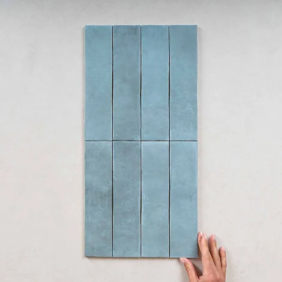 Gioia Materia Carrelage Effet Zellige Bleu ARGILE 6x24,6 Sky - Les Carreaux de Jean