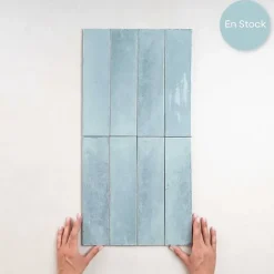 Carrelage Effet Zellige Bleu Ciel AGADIR - Agua 7x28 - Les Carreaux de Jean-Les Carreaux De Jean  Best