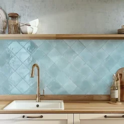 Carrelage Effet Zellige Bleu Ciel AGADIR - Agua 14,7x14,7 - Les Carreaux de Jean-Les Carreaux De Jean  Discount