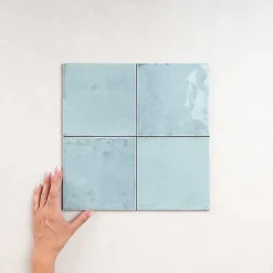 Carrelage Effet Zellige Bleu Ciel AGADIR - Agua 14,7x14,7 - Les Carreaux de Jean-Les Carreaux De Jean  Discount