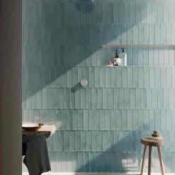 Les Carreaux De Jean  Carrelage Effet Zellige Bleu NARA Mar Mate 7,5x30cm - Les Carreaux de Jean