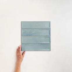 Les Carreaux De Jean  Carrelage Effet Zellige Bleu NARA Mar Mate 7,5x30cm - Les Carreaux de Jean