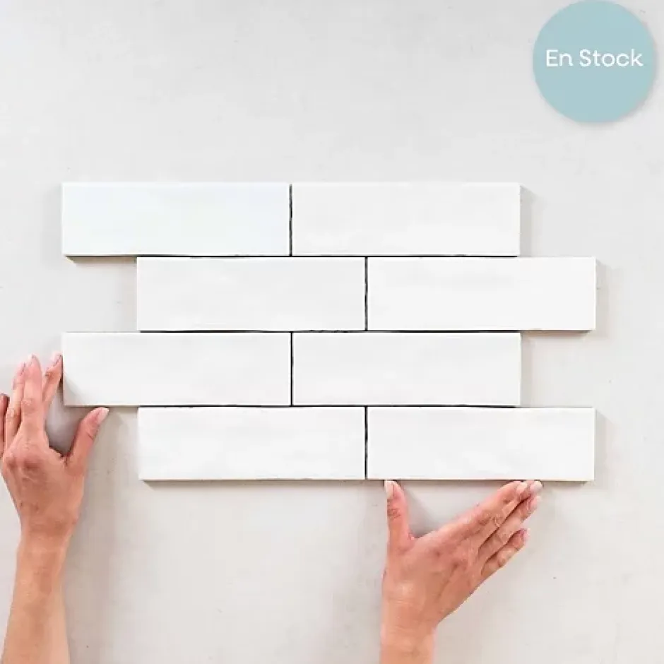 Les Carreaux De Jean Carrelage Effet Zellige Blanc MITTE Blanco 6,5x20 - Les Carreaux de Jean