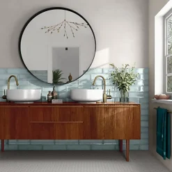 Les Carreaux De Jean Carrelage Effet Zellige Bleu Clair NARA Glass Gloss 7,5x30cm - Les Carreaux de Jean