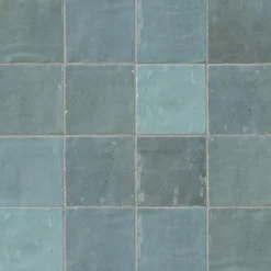 Ro'Ma Carrelage Carrelage effet Zellige Bleu Mer 10x10x0,85 cm Brillant Orisel - Mur intérieur -