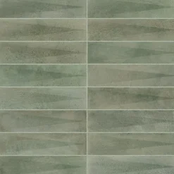 Carrelage effet Zellige 3D Vert 24,6x6x0,85 cm Montel - Mur intérieur --Ro'Ma Carrelage Outlet