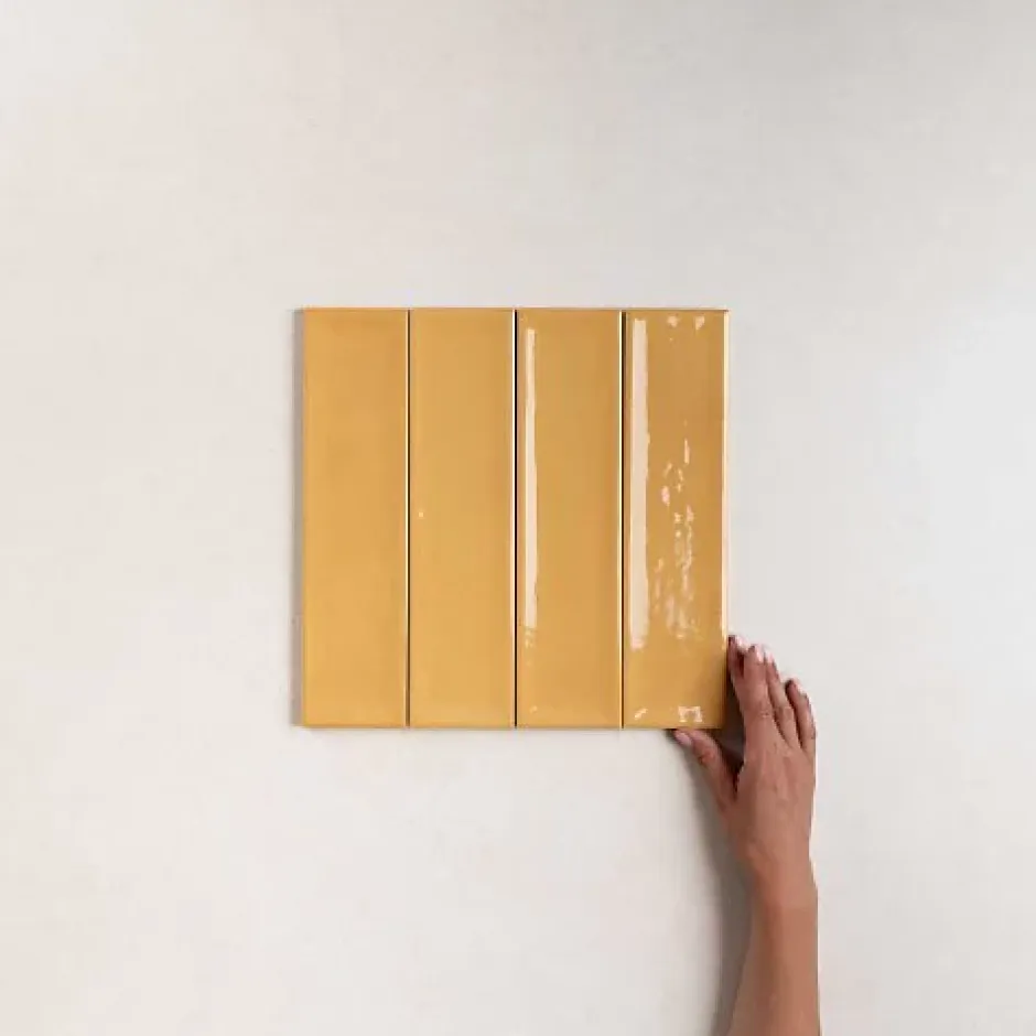 Les Carreaux De Jean Carrelage Effet Zellige Jaune NARA Mostaza Gloss 7,5x30cm - Les Carreaux de Jean