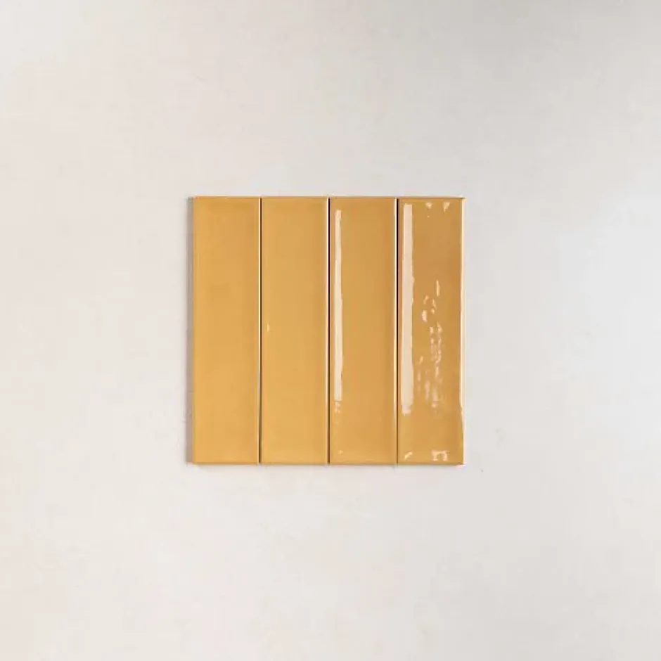 Les Carreaux De Jean Carrelage Effet Zellige Jaune NARA Mostaza Gloss 7,5x30cm - Les Carreaux de Jean