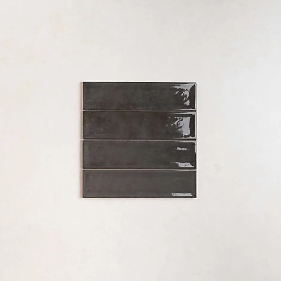 Les Carreaux De Jean Carrelage Effet Zellige NARA Noir Gloss 7,5x30cm - Les Carreaux de Jean