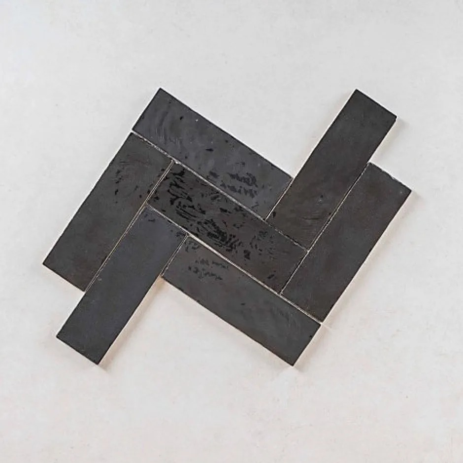 Gioia Materia Carrelage Effet Zellige Noir LA RIVIERA 6,5x20 Tourmaline - Les Carreaux de Jean