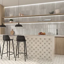 Les Carreaux De Jean  Carrelage Effet Zellige NARA Gris Gloss 7,5x30cm - Les Carreaux de Jean