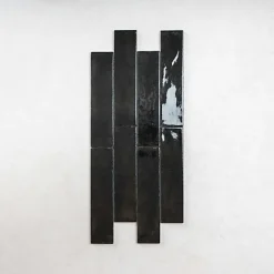 Carrelage Effet Zellige Noir FUSION Nero 6x25cm - Les Carreaux de Jean-Les Carreaux De Jean  Clearance