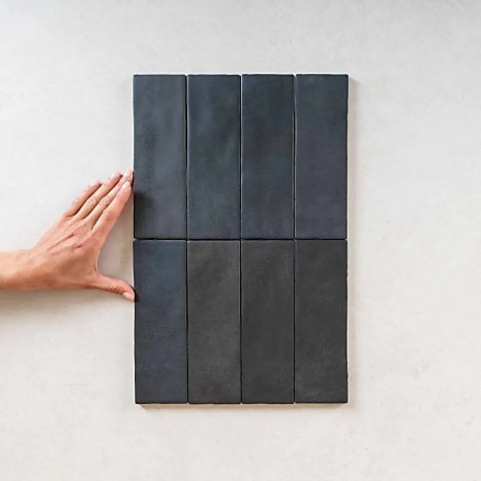 Les Carreaux De Jean Carrelage Effet Zellige Noir MITTE Negro 6,5x20 - Les Carreaux de Jean