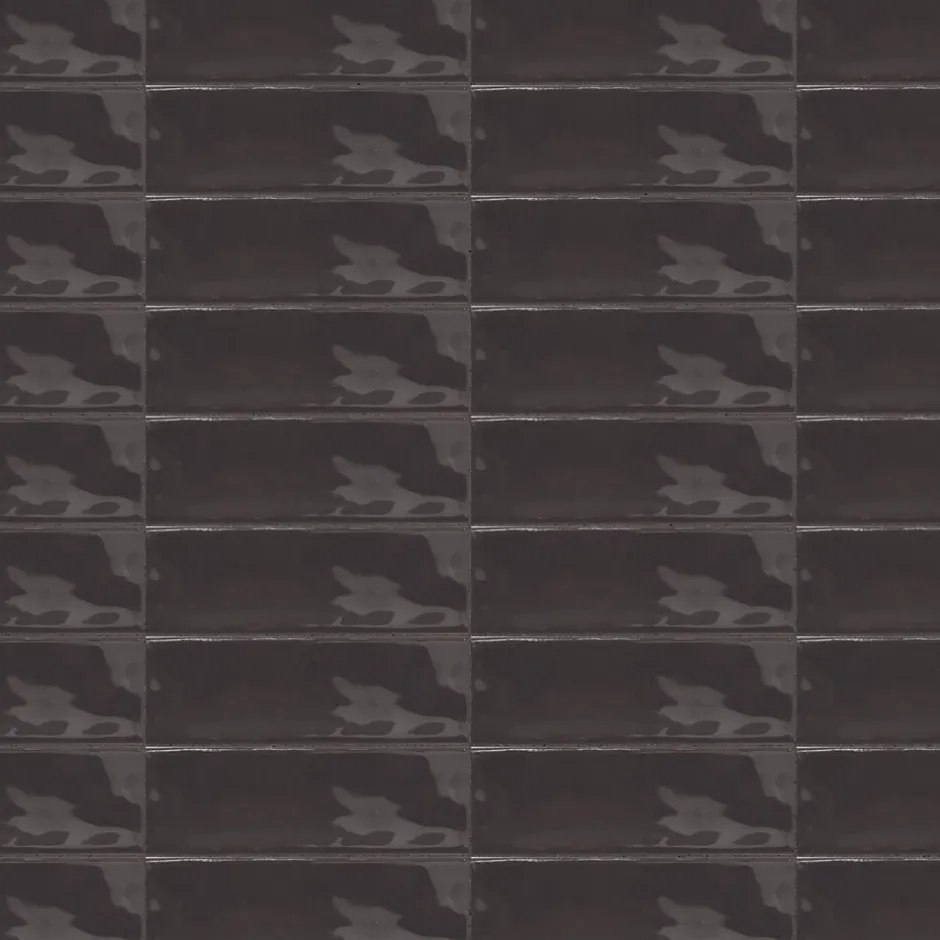 Ro'Ma Carrelage Carrelage effet Zellige Noir 14,6x4,8x0,8 cm Brillant Bravio - Mur intérieur -