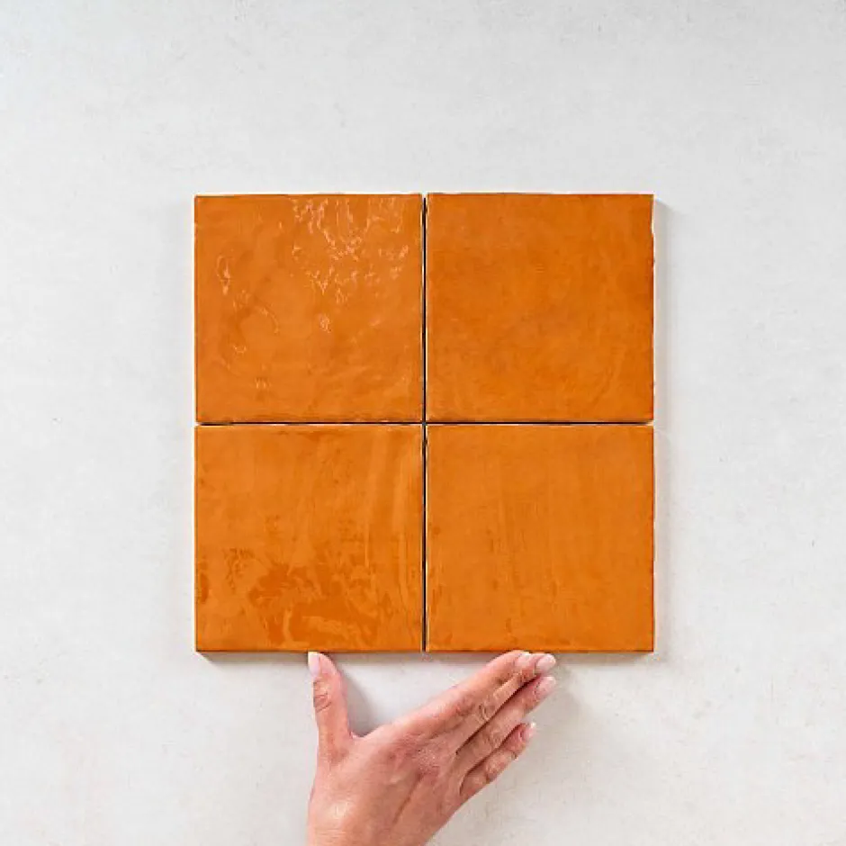 Carrelage Effet Zellige Orange LA RIVIERA 13,2x13,2 Ginger - Les Carreaux de Jean-Gioia Materia Best