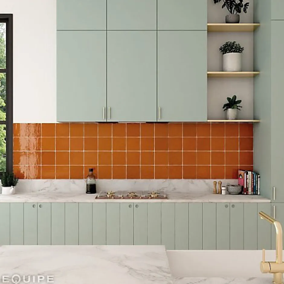 Carrelage Effet Zellige Orange LA RIVIERA 13,2x13,2 Ginger - Les Carreaux de Jean-Gioia Materia Best