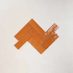 Gioia Materia Carrelage Effet Zellige Orange LA RIVIERA 6,5x20 Ginger - Les Carreaux de Jean