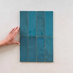 Gioia Materia Carrelage Effet Zellige Turquoise LA RIVIERA 6,5x20 Quetzal - Les Carreaux de Jean