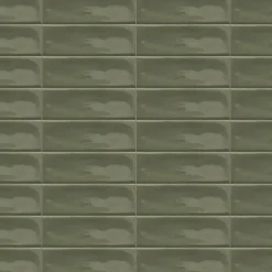 Carrelage effet Zellige Vert 14,6x4,8x0,8 cm Brillant Bravio - Mur intérieur --Ro'Ma Carrelage Hot