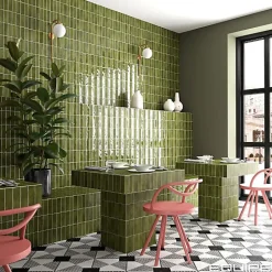 Gioia Materia Carrelage Effet Zellige Vert COLO Gloss 5x15 vert - Les Carreaux de Jean